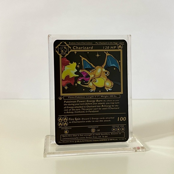 Pokemon Other - Pokemon Charizard 4/102 METAL GOLD CARD Card Collectible/Gift/Display